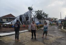 Aksi Sigap Polsek Cilimus Polres Kuningan dan BPBD Kabapaten Kuningan Atasi Pohon Tumbang di Sampora