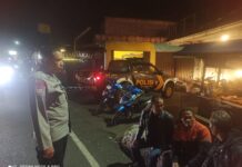 Patroli Malam Hari Piket Polsek Kramatmulya Jaga Harkamtibmas di Wilayah Hukum Sambangi Warga Desa Kramatmulya