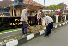 Kapolsek Mandirancan Pimpin Korve Massal di Lingkungan Mako, Menjaga Wibawa Institusi Tetap Bersih