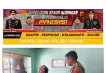 Bhabinkamtibmas Polsek Ciwaru Laksanakan Patroli Siang, Sampaikan Himbauan Kamtibmas