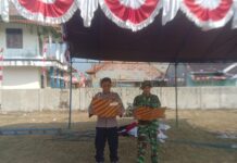 Personel Polsek dan Koramil Ciwaru Laksanakan Gladi Pembacaan Jelang Upacara Hari Kemerdekaan