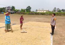 Dukung Ketahanan Pangan, Bhabinkamtibmas Desa Mekarsari Sambangi Petani Binaan