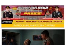 Patroli Malam, Bhabinkamtibmas Polsek Ciwaru Sampaikan Himbauan Kamtibmas kepada Warga
