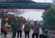 Patroli dan Pengamanan Terpadu, Personel Polsek Mandirancan Kawal Perayaan HUT RI ke-81 di Ponpes Al Muawanah