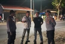 Patroli Malam Polsek Cidahu Sampaikan Himbauan Kamtibmas