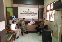 Antisipasi Karhutla, Bhabinkamtibmas dan Babinsa Jalin Koordinasi dengan Pemerintah Desa Salareuma
