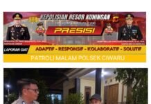 Bhabinkamtibmas Polsek Ciwaru Laksanakan Patroli Malam, Jaga Kamtibmas Tetap Kondusif