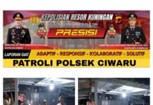 Bhabinkamtibmas Polsek Ciwaru Laksanakan Patroli Malam, Jaga Kamtibmas Tetap Kondusif