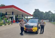 Pastikan Keamanan, Patroli Polsek Cidahu Sambangi SPBU Desa Cieurih