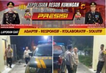 POLSEK KRAMATMULYA LAKSANAKAN PATROLI WILAYAH JAGA KEAMANAN LINGKUNGAN MELALUI SAMBANG HUMANIS DI SPBU DESA CILOWA