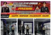 Polsek Kramatmulya Polres Kuningan Kembali Laksanakan patroli kewilayahan guna mengantisipasi terjadinya tindak kriminalitas di Wilayah Hukum Sambangi Security Bank BRI Unit Kramatmulya