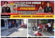 Patroli Siang Anggota Polsek Kramatmulya, antisipasi terjadinya Gangguan Kamtibmas dan tindak kriminalitas di Desa Kramatmulya