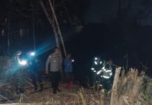 Kolaborasi Polisi, Damkar dan Warga Padamkan Kebakaran Kebun Bambu Sangkanurip