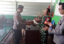 HUT TNI ke-81, Polsek Ciawigebang Polres Kuningan Silaturahmi ke Koramil 1509/Ciawigebang