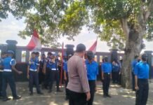 Bhabinkamtibmas Desa Kapandayan Hadiri Pelantikan Taruna dan Taruni SMK Penerbangan Taufik Mubarok