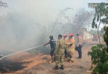 Gerak Cepat Polsek Pancalang Bersama Damkar, TNI dan Warga Tangani Kebakaran Lahan di Dusun Lamelaut Desa Rajawetan
