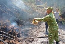 Kebakaran Lahan di Desa Kadurama Ditangani Bersama oleh Polri, TNI, dan Warga