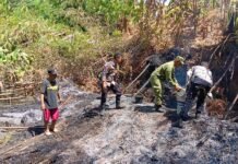 TNI-Polri Bersama Masyarakat Bersatu Padamkan Kebakaran Lahan di Desa Kadurama