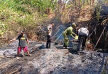 Polsek Ciawigebang Bersama TNI dan Masyarakat Sigap Tangani Kebakaran Lahan di Kadurama