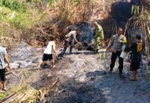 Cegah Api Meluas, TNI-Polri dan Warga Bergerak Padamkan Kebakaran Lahan di Desa Kadurama