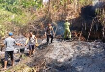 Polisi Bersama Masyarakat, Polsek Ciawigebang Turun Langsung Tangani Kebakaran Lahan di Desa Kadurama