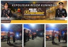 POLSEK KRAMATMULYA LAKSANAKAN PATROLI MALAM JAGA KEAMANAN LINGKUNGAN MELALUI SAMBANG HUMANIS BERTEMPAT DI SPBU DESA CILOWA