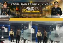 Laksanakan Patroli Malam Saat Antisipasi tindak Kriminalitas dan Gangguan Kamtibmas Sambangi Security Bank BRI Unit Kramatmulya