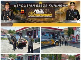 Polsek Kramatmulya Laksanakan Patroli Siang, antisipasi terjadinya Gangguan Kamtibmas dan tindak kriminalitas di SPBU Desa Cilowa