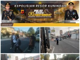 PH Pagi Polsek Kramatmulya demi Kelancaran Arus Lalu Lintas di Depan SMPN 1 Kramatmulya dan Simpang Tiga Cilowa