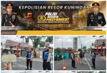Polsek Kramatmulya Laksanakan Patroli Siang, antisipasi terjadinya Gangguan Kamtibmas dan tindak kriminalitas di RM Imah Amih Desa Gandasoli