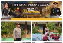 Bhabinkamtibmas Polsek Kramatmulya Hadiri Kegiatan Upacara serta Melaksanakan Sosialisasi Pencegahan Perundungan (Bullying) dan Kekerasan di Lingkungan Sekolah Desa Ragawacana