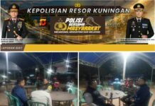 Polsek Kramatmulya Melaksanakan Patroli KRYD Malam Antisipasi tindak kriminalitas dan Gangguan Kamtibmas Sambangi Warga Desa Ragawacana