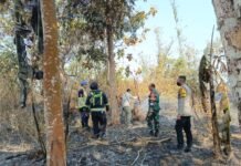 Aksi Tanggap Darurat Petugas Piket Polsek Mandirancan Amankan dan Padamkan Kebakaran Lahan di Dusun Pahing Desa Nanggela