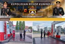 Polsek Kramatmulya Melaksanakan Patroli Dialogis Bangun Kesadaran Kolektif Warga dalam Menjaga Kamtibmas Sambangi SPBU Desa Cilowa