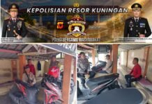 Patroli Siang Piket Polsek Kramatmulya Melaksanakan antisipasi terjadinya Gangguan Kamtibmas dan tindak kriminalitas Sambangi Warga Ojeg Simpang Tiga Desa Cilowa