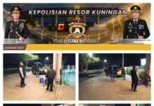 Polsek Kramatmulya Laksanakan Patroli KRYD Malam Antisipasi tindak kriminalitas dan Gangguan Kamtibmas Sambangi Warga Desa Cilaja