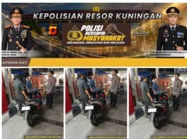 Piket Polsek Kramatmulya Laksanakan Patroli KRYD Malam Antisipasi tindak kriminalitas dan Gangguan Kamtibmas Sambangi SPBU Desa Cilowa