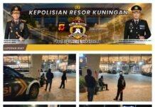 Patroli Malam Anggota Piket Polsek Kramatmulya Antisipasi tindak Kriminalitas dan Gangguan Kamtibmas Sambangi Security Café D’ Jons Pool Desa Cilaja