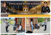 Piket Polsek Kramatmulya Melaksanakan Patroli Siang antisipasi terjadinya Gangguan Kamtibmas dan tindak kriminalitas Sambangi Warga Desa Cikaso